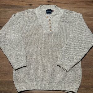 Old Glory Men's Cream Knit Henley Sweater